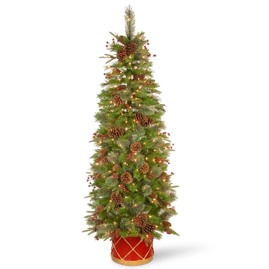 6Ft Pre-Lit Colonial Artificial Christmas Half Tree, Clear Lights By National Tree Company in Green | 6 ft | Michaels®